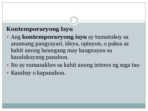 ano ang kontemporaryo|Kontemporaryong Isyu .